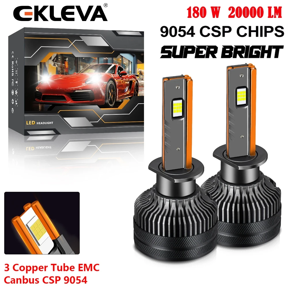 

EKLEVA High Power CSP H4 H7 LED 180W 20000LM H1 H8 H9 H11 Автомобильные светодиодные лампы 9005 HB3 9006 HB4 9012 HIR2 Автоматическая противотуманная фара 6000K
