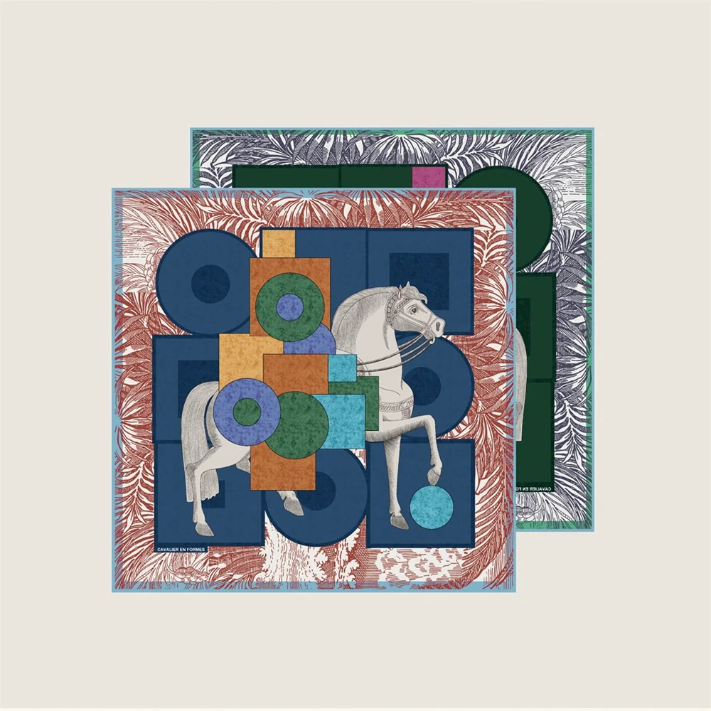 

Новинка 2025 года, скрученный вручную шелковый шарф из саржи, женские роскошные квадратные шарфы с двусторонним принтом, накидки, Echarpes, платки, женский хиджаб 53 см