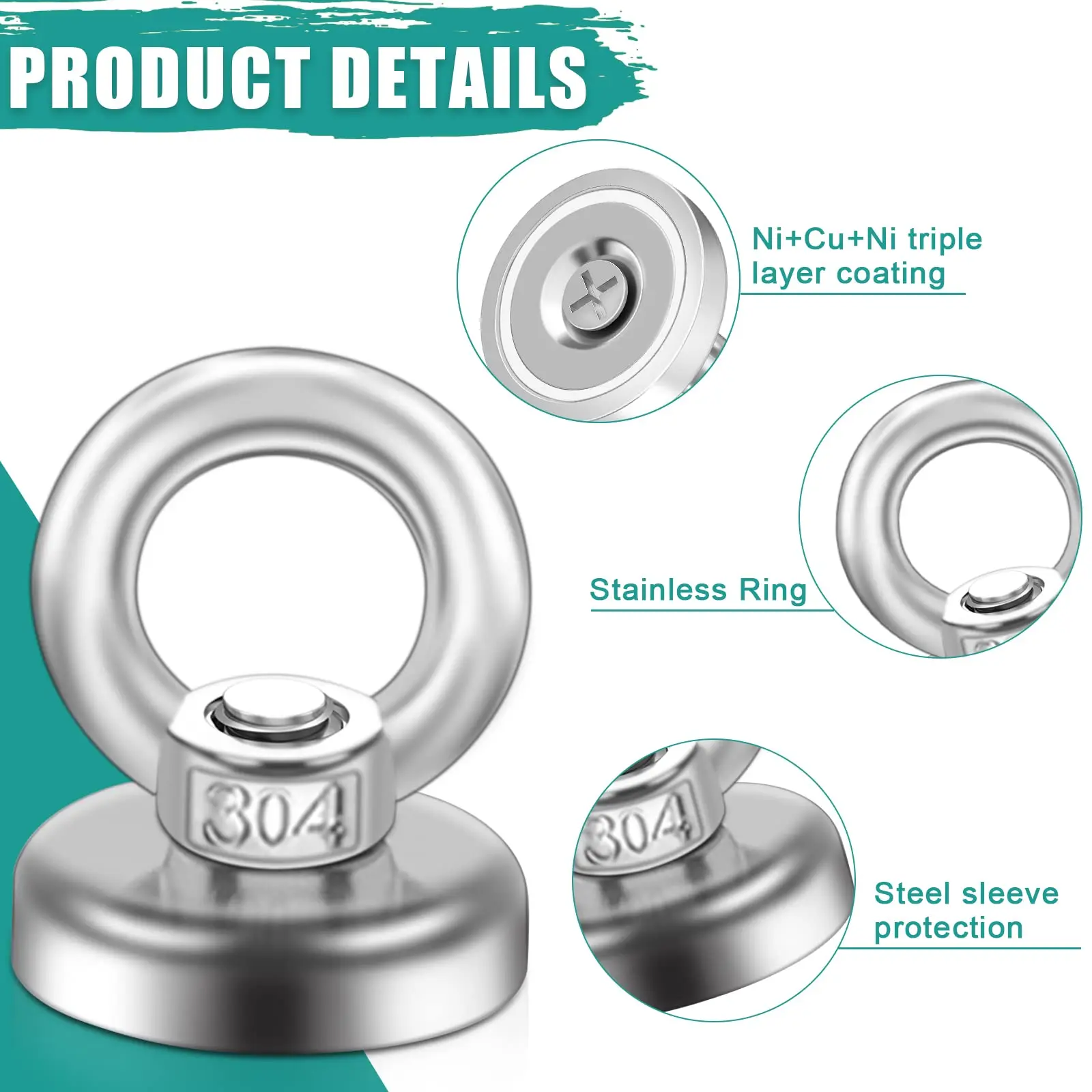 16mm Neodymium Disc Magnets with Holes in the Center Strong Magnets with Rings,  Magnetic Hooks Heavy Duty for Kitchen Hanging