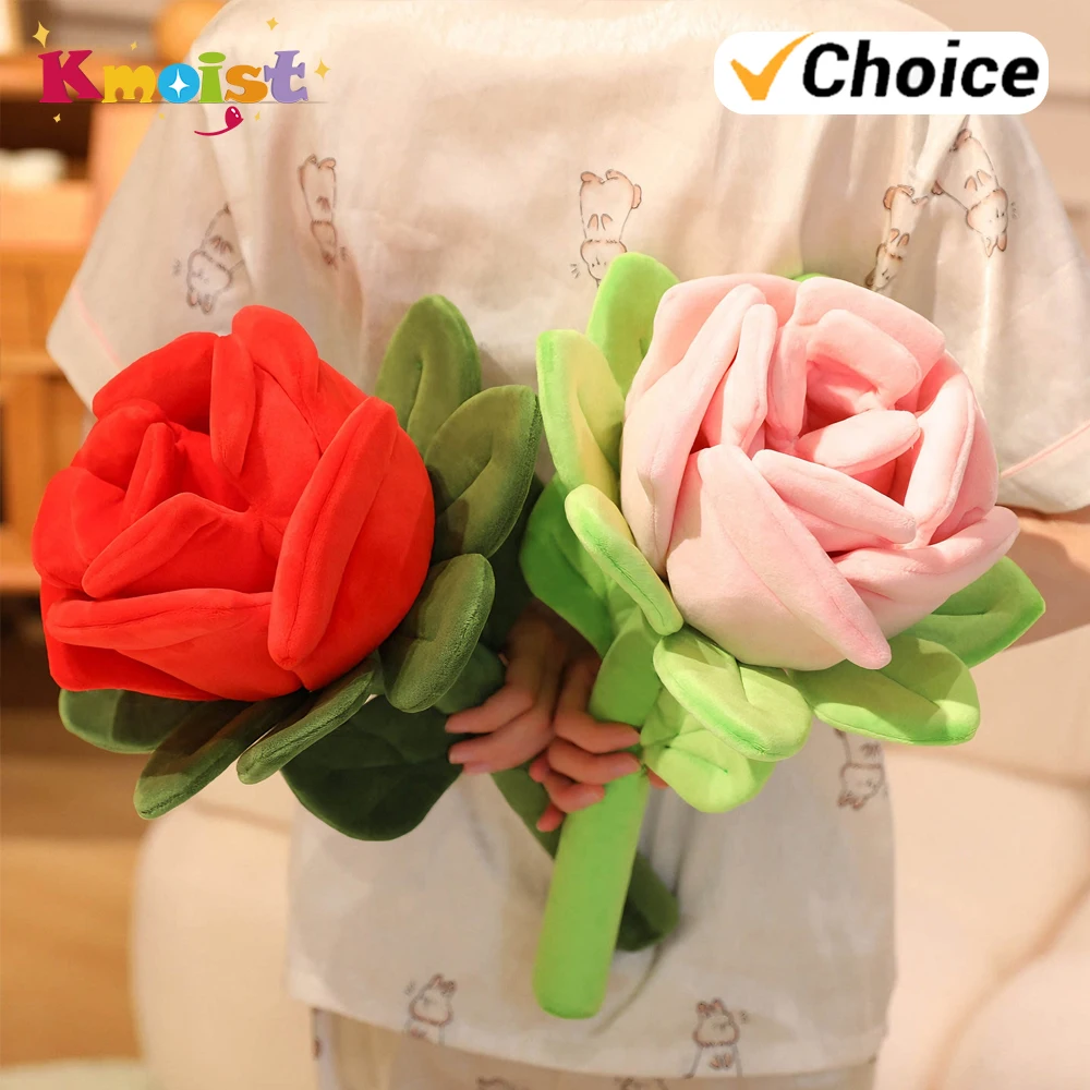 38CM Rode Roos Kussen Knuffel Gesimuleerde Bloem Plant Poppen Woondecoratie Vriendin Valentijnsdag Geschenken Speelgoed Party Decor