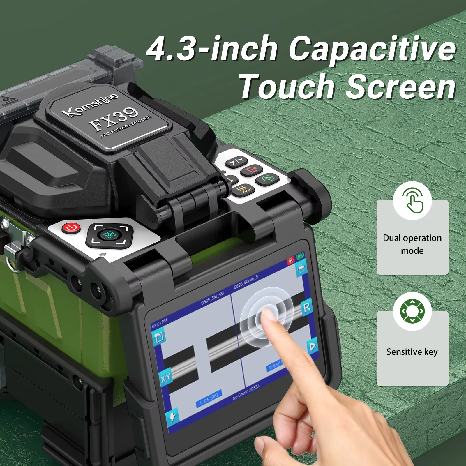 Komshine Fiber Optical FX39 6 Motors Core to Core Touch Screen Fusion Splicer Fiber Cleaver Platform Fusion Splicer Electrode