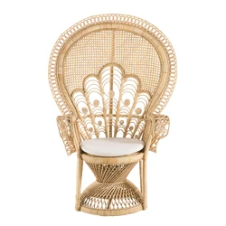 Real Rattan Peacock Chair Backrest Rattan Furniture Art Creative Wedding Props Chair