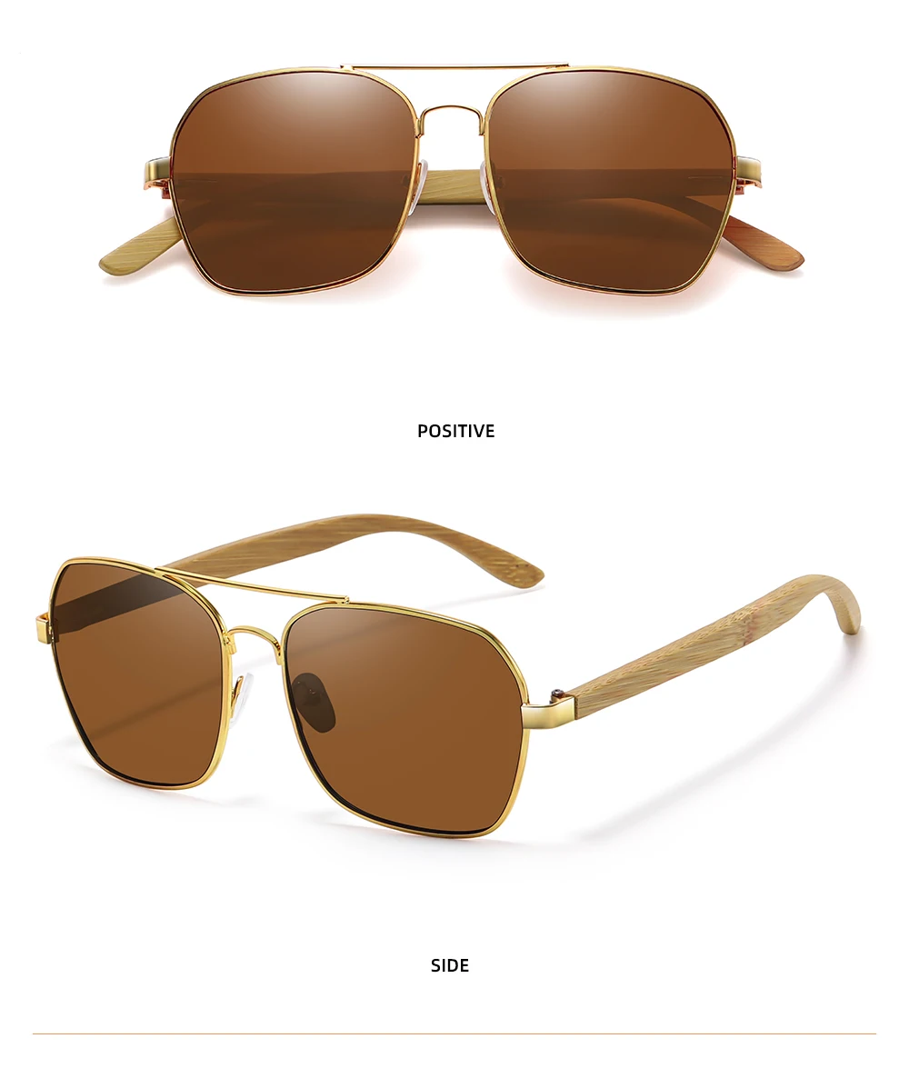GM Fashion Retro Metallische Eckige Sonnenbrille für Damen und Herren Luxus Designer Marken Beliebte Fahrer-Sonnenbrille aus Bambus und Holz – Detail 6