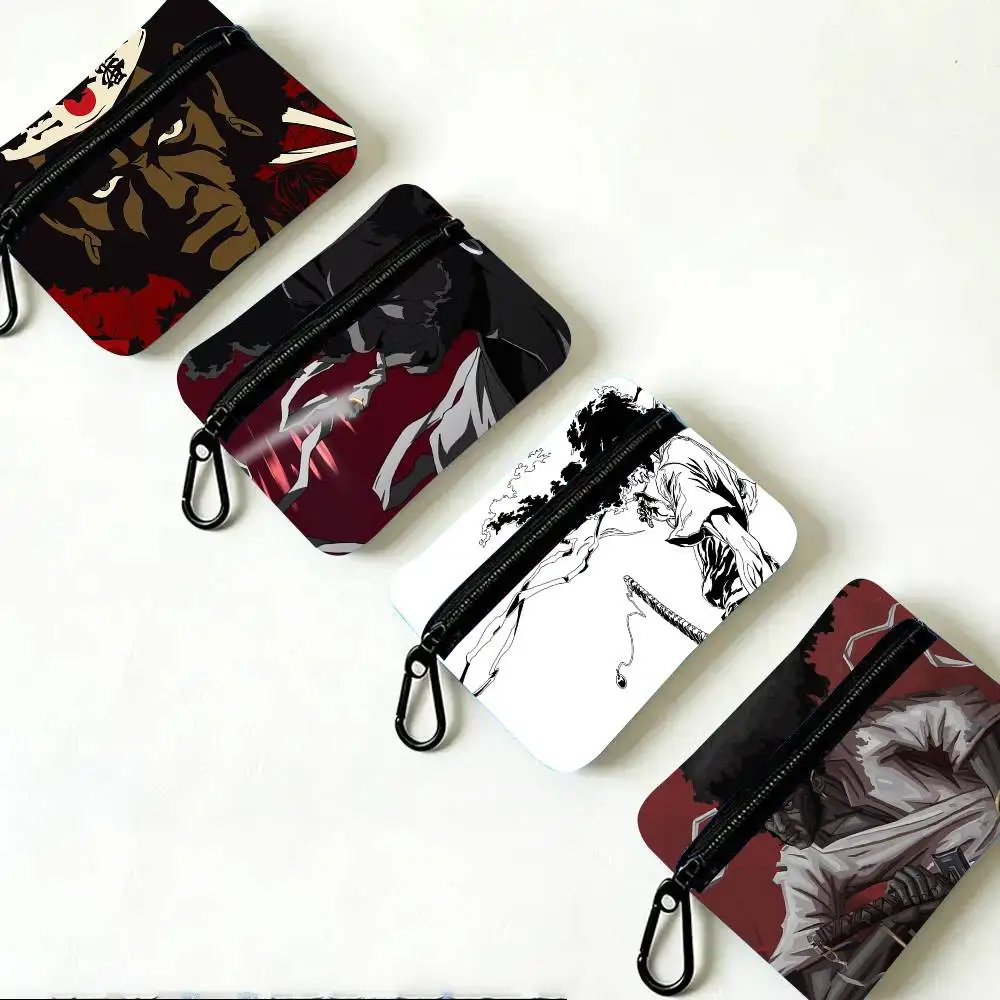 Anime A-Afro Samurai Oxford Fabric Wallet With Zipper Hanging Multifunctional Bag For Credit Cards Keys Coins