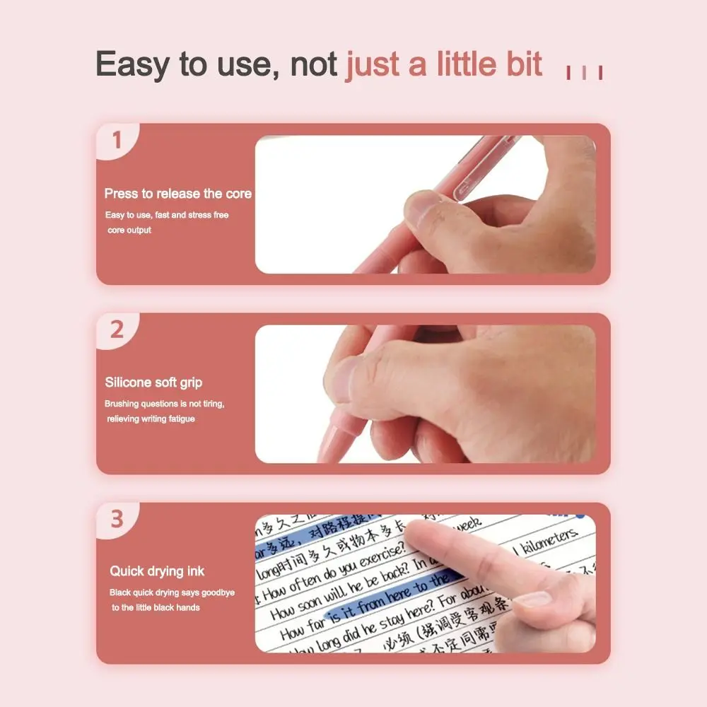 5PCS New Soft Grip Gel Pen 0.5mm Quick Drying Neutral Pen Signature Pen Students