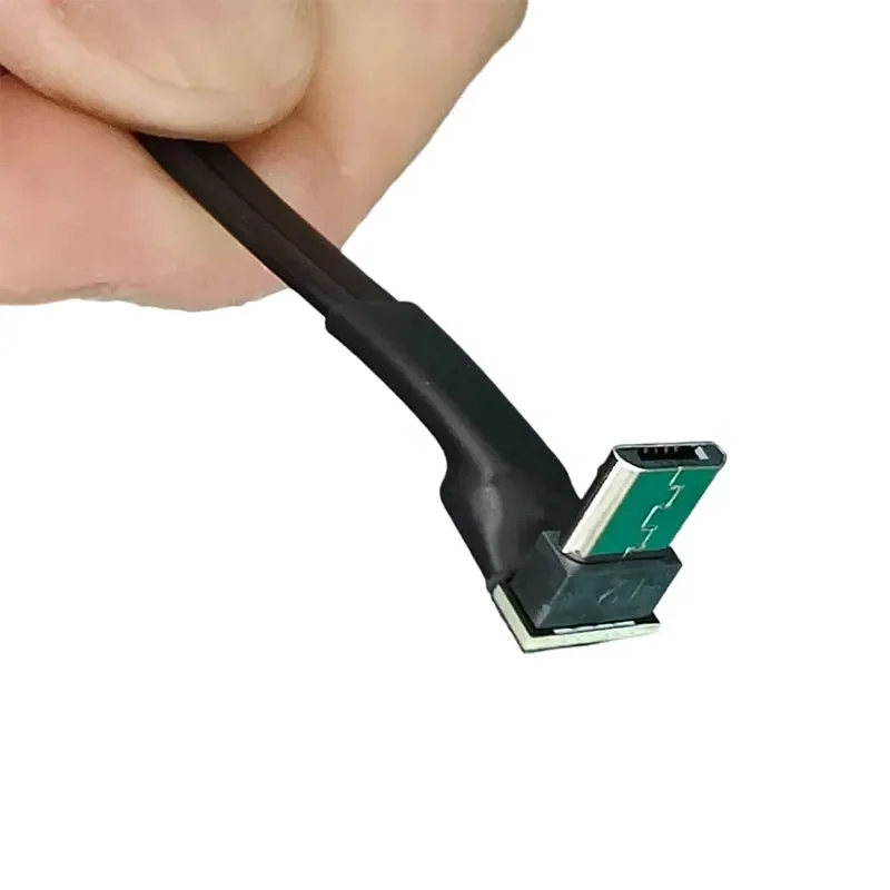 ADT-Link USB 2.0 نوع A إلى Micro-B كابل تمديد مسطح لإمدادات الطاقة 8 دبوس ذكر رئيس الانحناء زاوية موسع الشريط محول