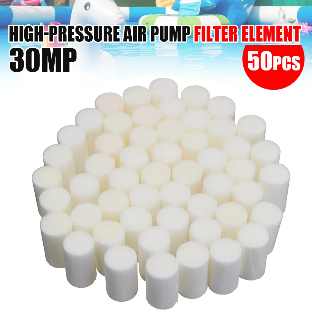 50Pcs High Pressure Pump Filter Element Refill 30MPa Fiber Cotton Filters For Water Purify Air Compressor System Replacement Kit