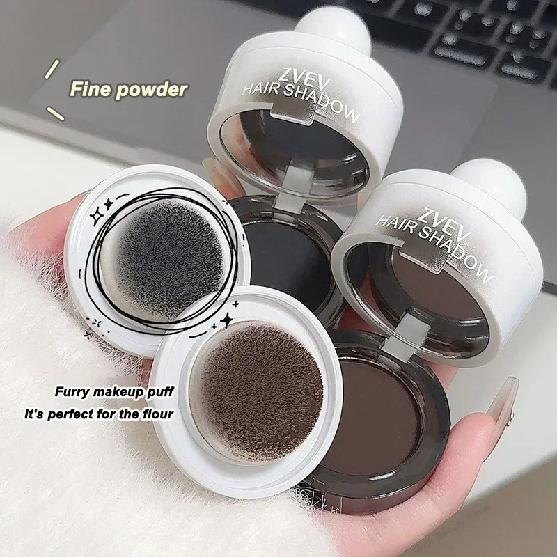 Velvet Hairline Muddy Fill Repair Smear Pigment Powder for Forehead Line Shadow Tint Tool with Sponge Puff Hair Coloring Product