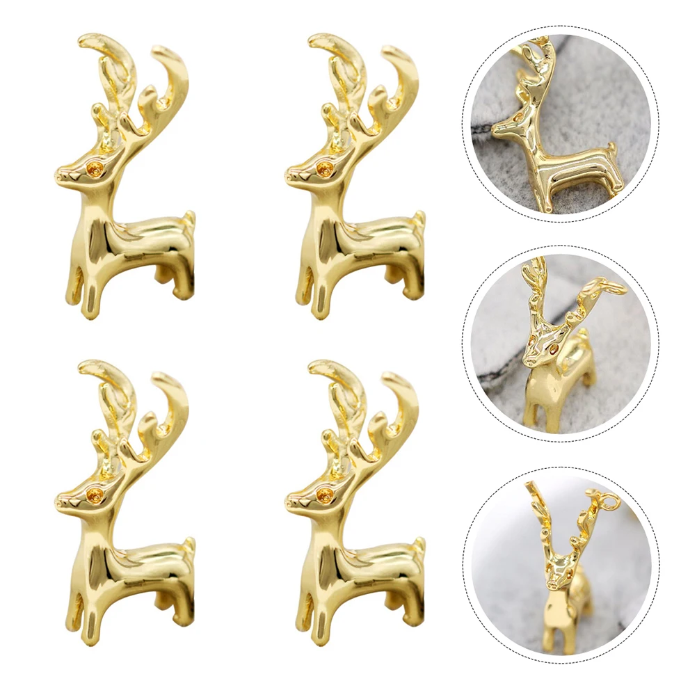 

4 Pcs Jewelry Deer Necklace Charms Making Pendants for Earrings Cute