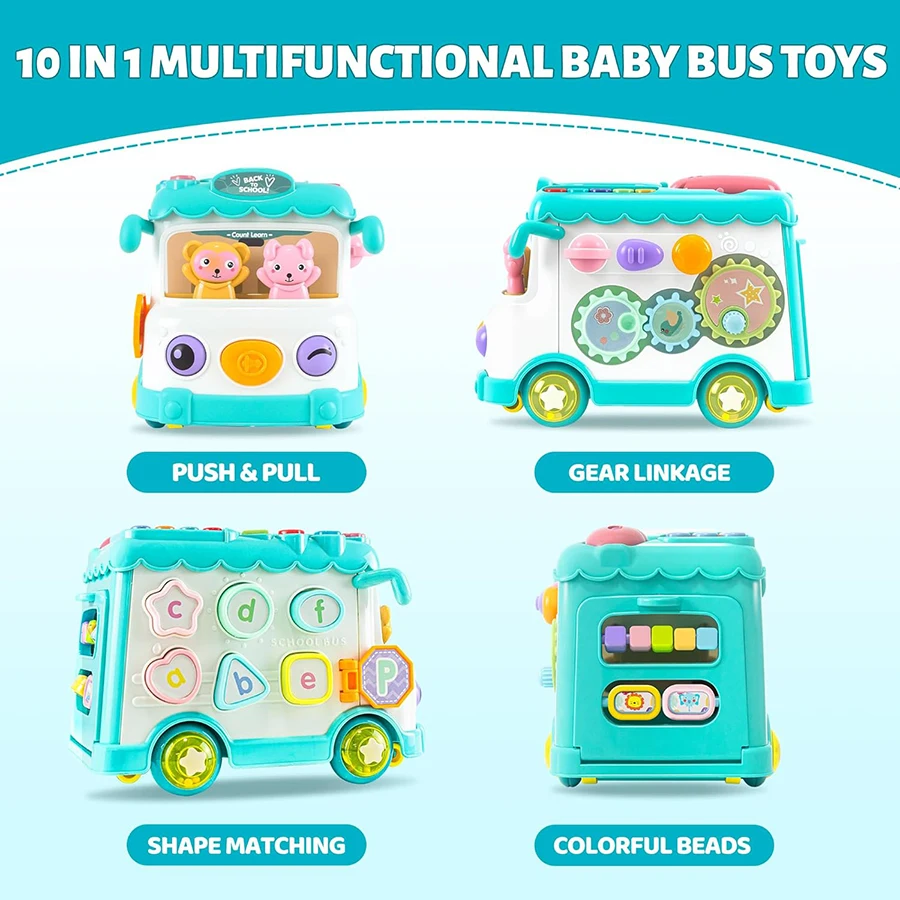 Montessori Lernspielzeug Baby Musical Bus Spielzeug Pädagogisches Musikalisches Lernen Kleinkind für Baby Kleinkind Aktivität Bus Spielzeug