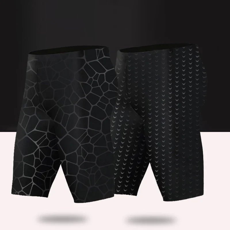 Men Teens Water Repellent Shark Skin Tight Swimsuit Competitive Racing Sport Swimming Shorts Swim Brief Trunks Boxers Swimwear