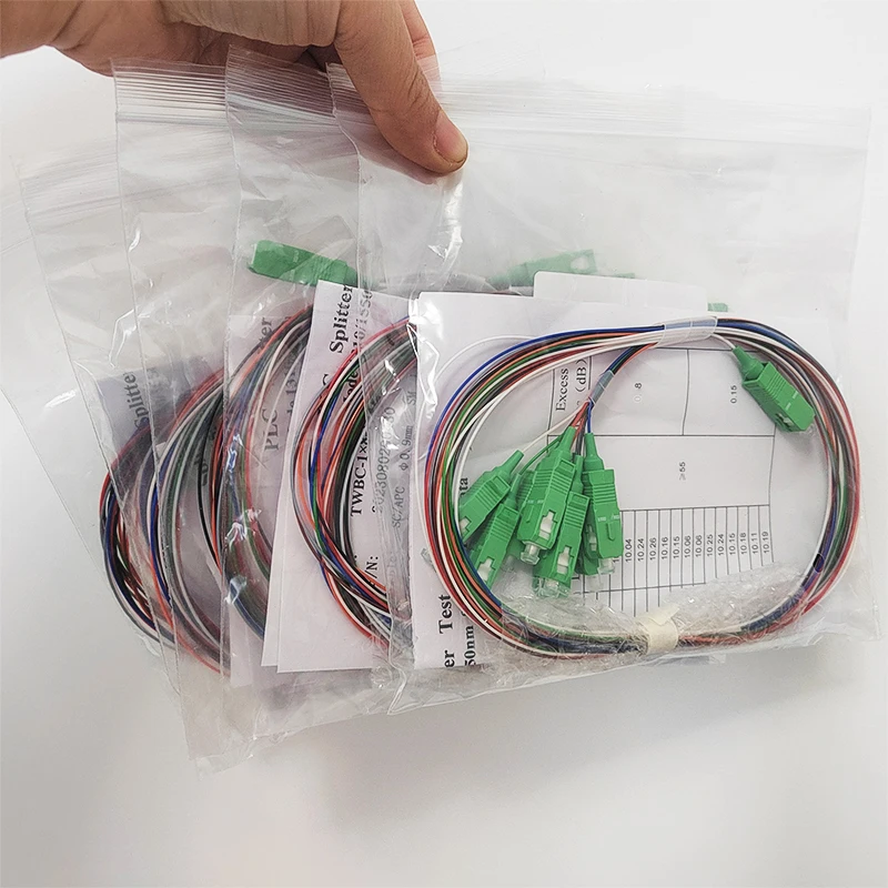Free Shipping 10Pcs/Lot PLC 1X8 SC/APC Fiber Optical Splitter 1x8 SC UPC Connector 1M FTTH Fiber Optical Line Splitter
