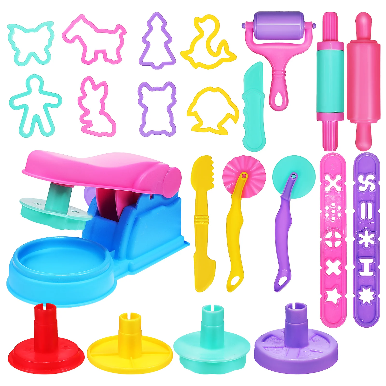 

22 Pcs Clay Mold Tool Kit Colorful Rolling Pin Animal Molds Creative Fun Educational Toys Kids Baking Play Set