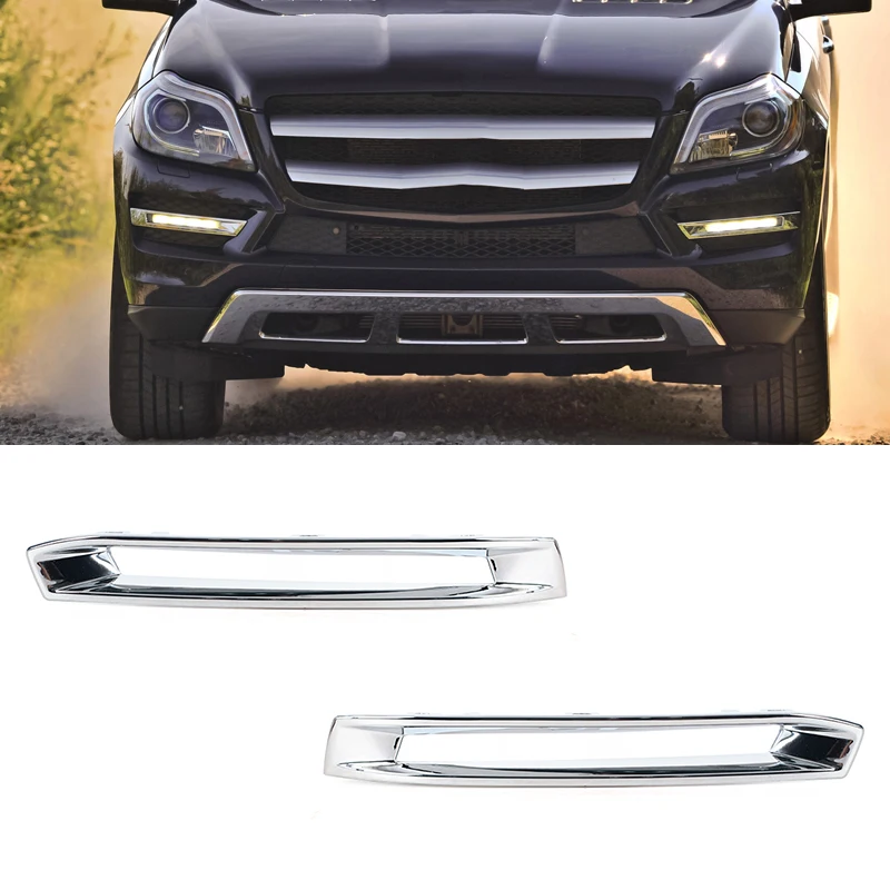 

Для Mercedes Benz X166 GLS-Class GLS/GL 350d/400/500 рамка переднего бампера гальванический серебряный абажур для противотуманных фар аксессуары