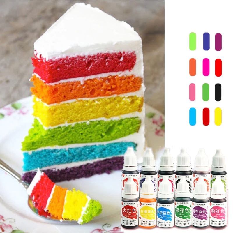 10ml Natural Ink Food Coloring Cake Pastries Cookies Liquid Dye Pigment Baking Decor Fondant Cooking Icing DIY Crafts