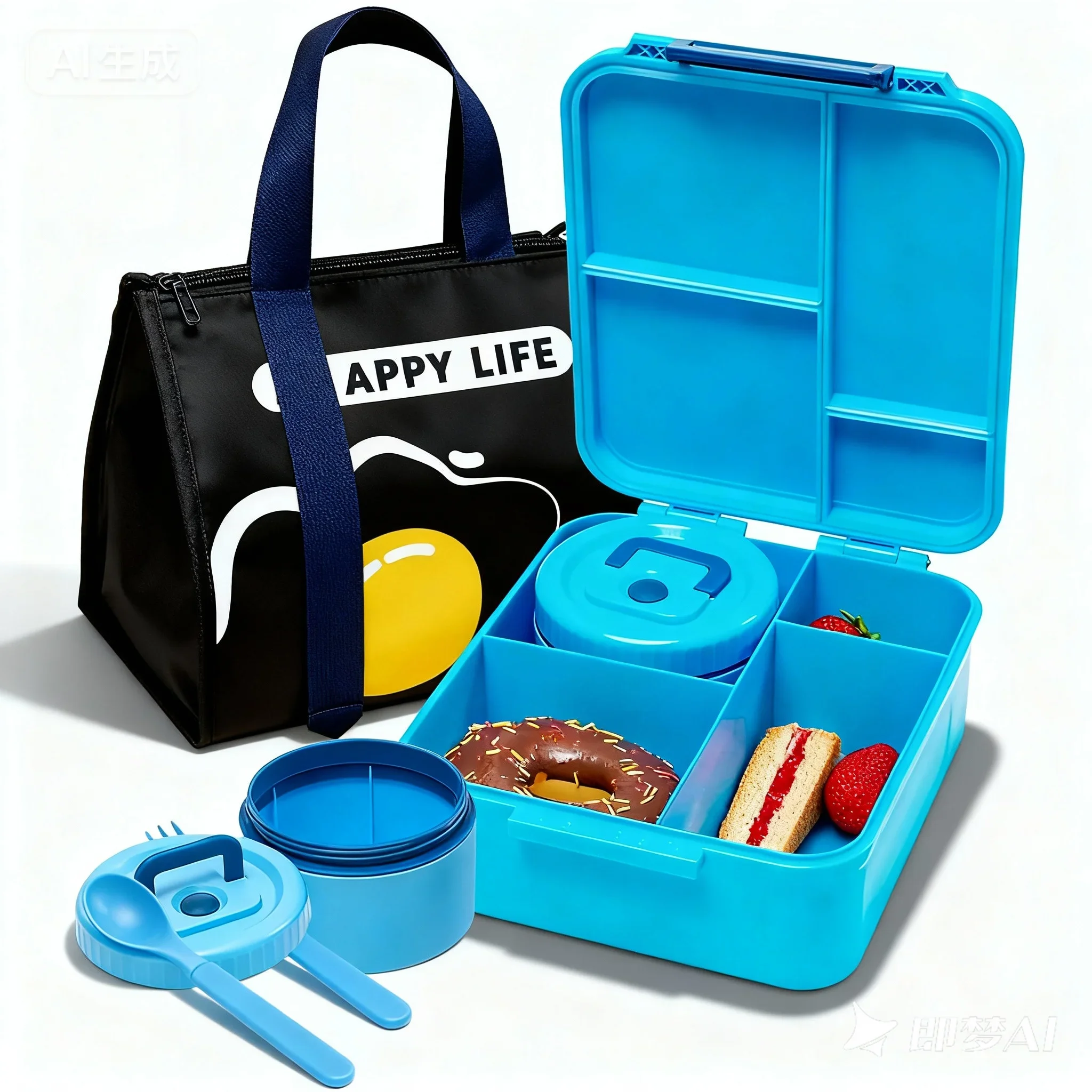 

Children's Packed Bento Lunch Box Bag,1700ml Food Storage Taper Containers with Toppers Thermos Jar Lunchbox Kids School Tupper