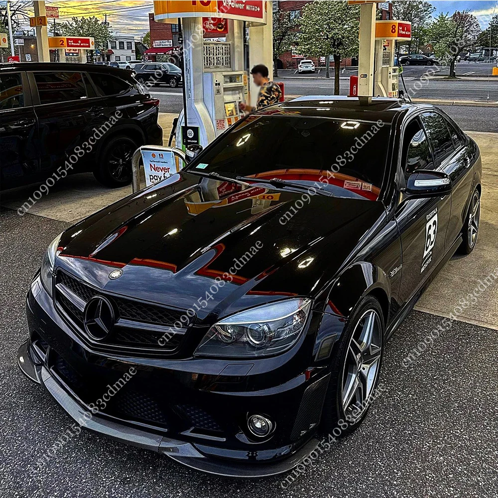 

For Mercedes Benz C Class W204 S204 C63 AMG 2007-2010 Pre-Facelift 3pcs Front Bumper Splitter Lip Diffuser Guard Exterior Trim