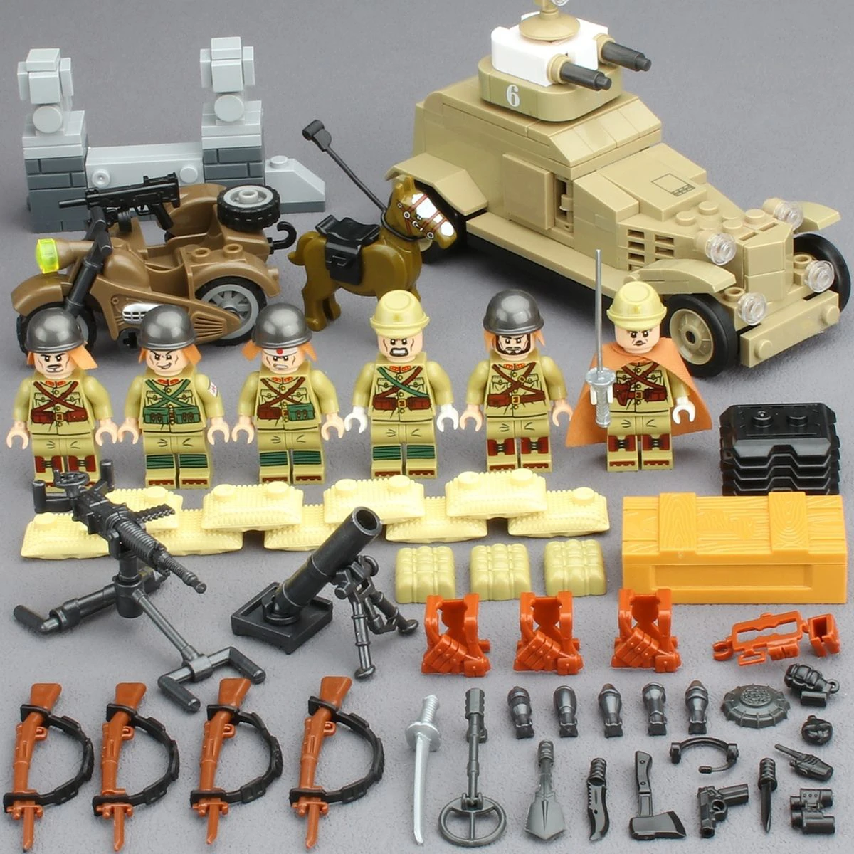 WOII Soldaat Japans Leger Militaire Wapens Speelgoedmodel WO2 M25 Zwaar Gepantserd Voertuig Rupsvoertuig Strijd Tank Bouwstenen Speelgoed