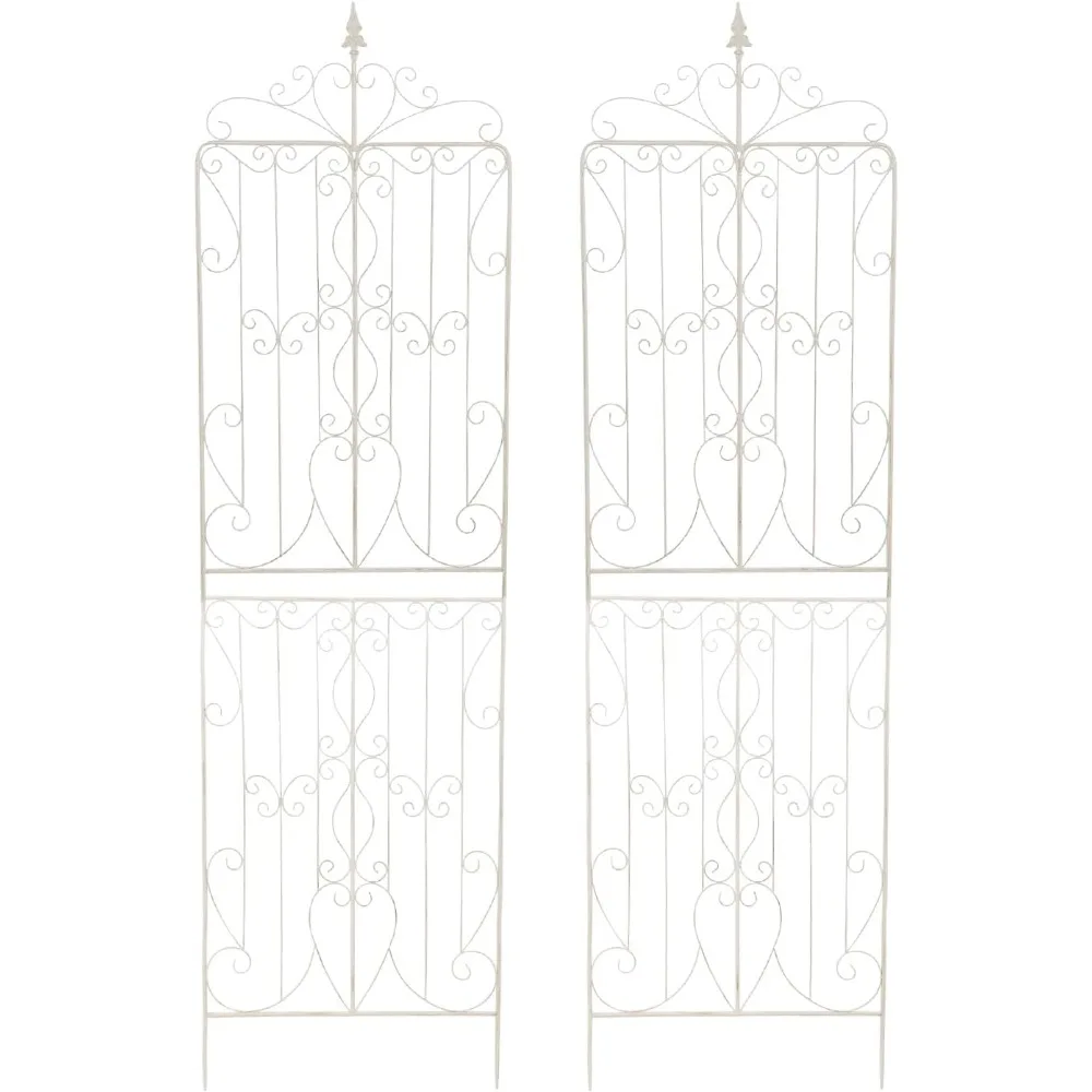 

Large Rustic White Garden Trellis Set for Climbing Plants, 92.5 Inch Tall Metal Decorative Trellis
