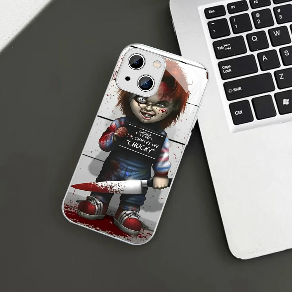 Horror Movie Scary Chucky Doll Phone Case For iPhone 14 13 12 Mini 11 Pro XS Max X XR 14 Plus Tempered Glass Cover