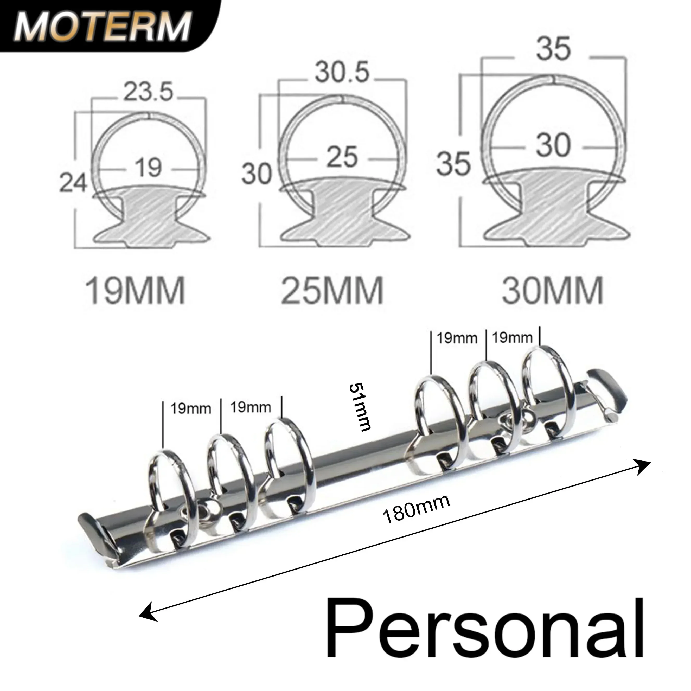 Moterm Personal/ PW Size Metal Spiral Rings Binder Clip With 2 Pairs of Screw For Diary Notebook Planner Binder Clip File Folder