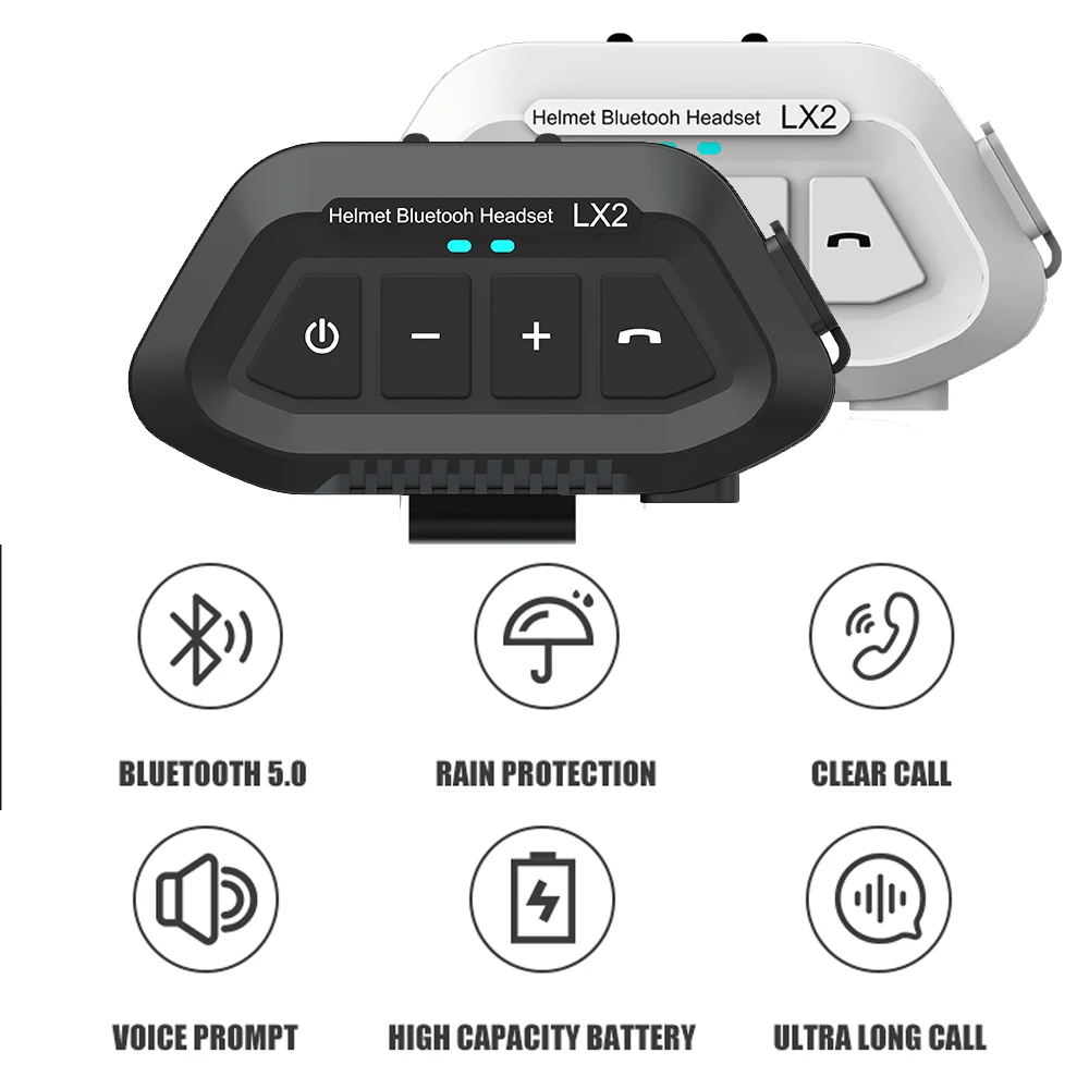 LX2 kask z zestawem słuchawkowym motocykl 1200mAh wodoodporny Bluetooth 5.0 bezprzewodowy asystent głosowy słuchawki motocykl słuchawki