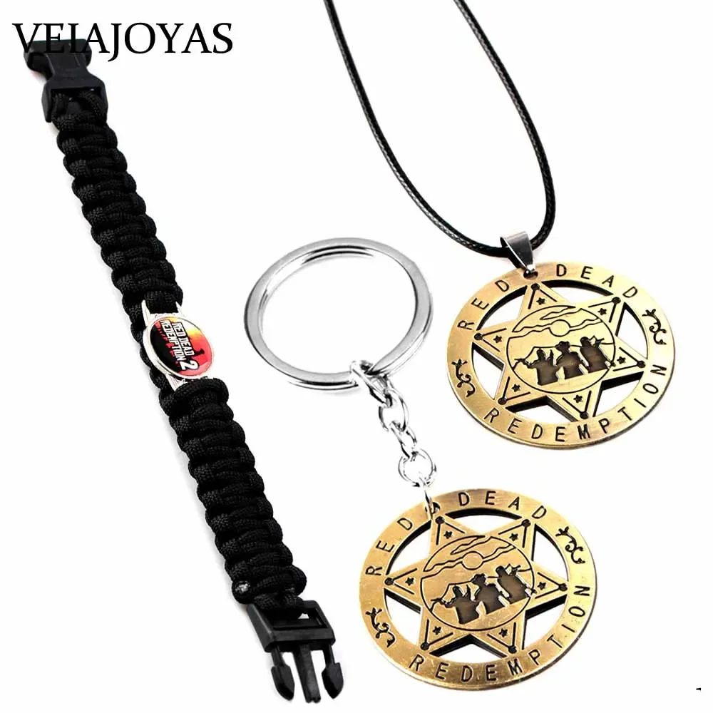 Nuovo gioco Red Dead Redemption 2 collana con ciondolo portachiavi per auto in metallo per uomo donna bracciale gioielli Souvenir Chaveiro llaveros