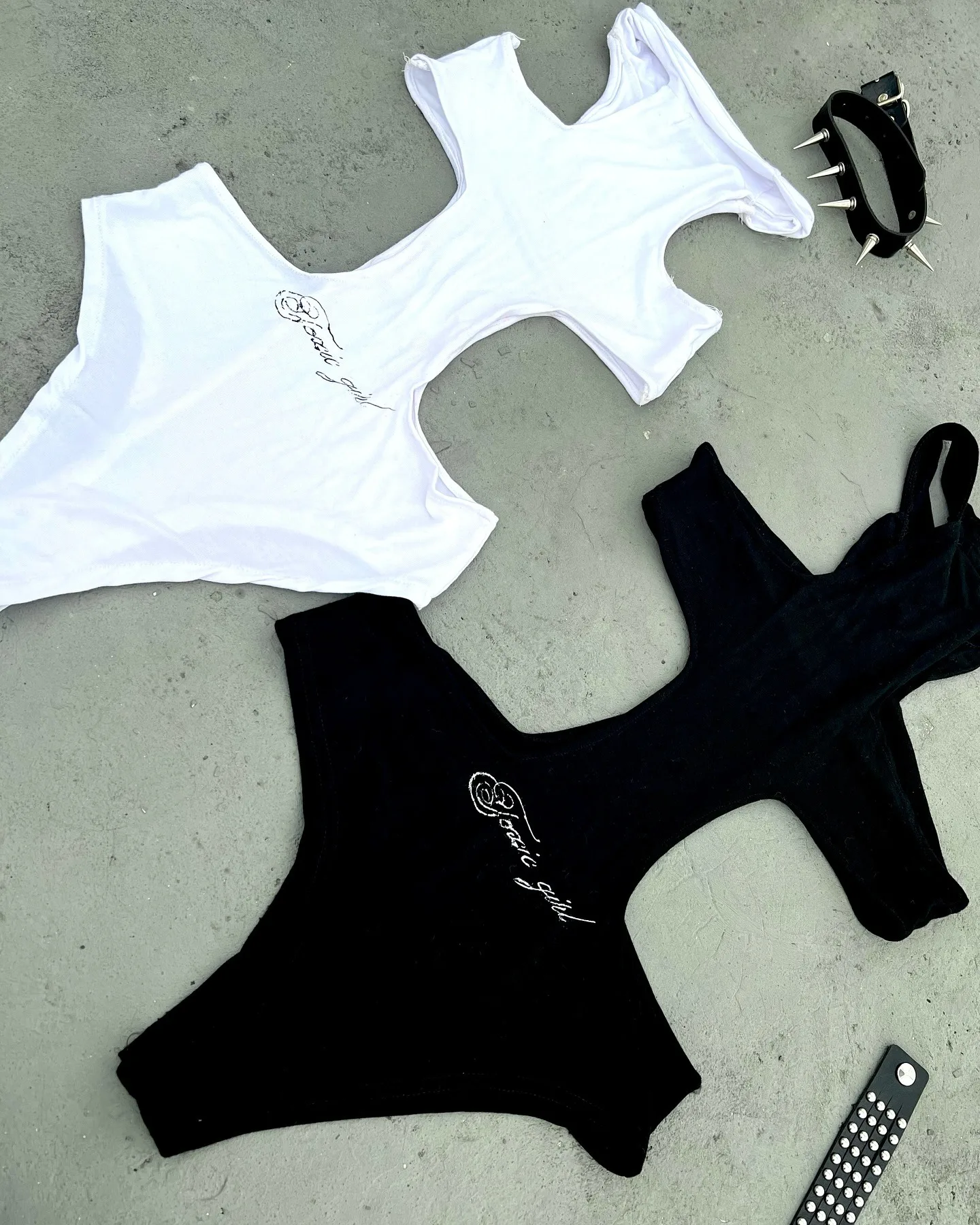 Y2k ملابس علوية مثيرة ومفرغة بدلة ليلية للسيدات مرقعة ضيقة على الطراز الأمريكي على الطراز القوطي