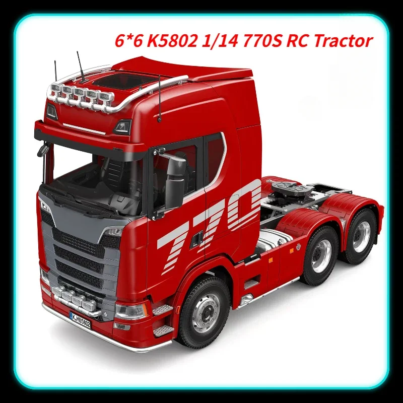 6*6 K5802 1/14 770S RC Tractor Kabolite Alloy Trailer Painted Model with Door Opening Remote Control Toy Toys for Boys