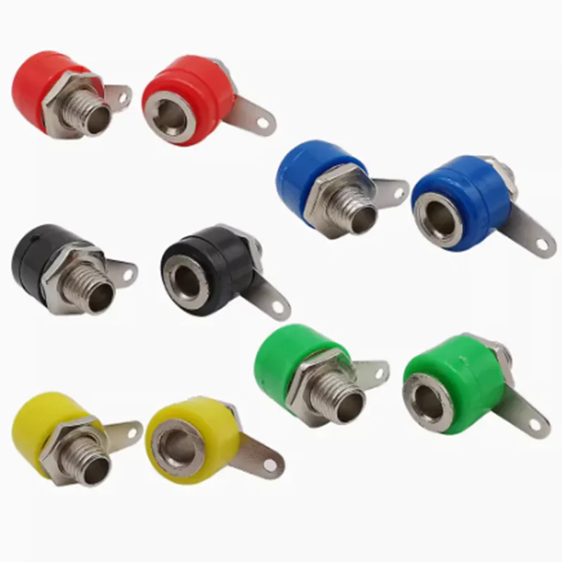 10pcs 4mm Banana Binding Post 4mm Banana Socket Plug Adapter DIY Red Green Yellow Black Blue