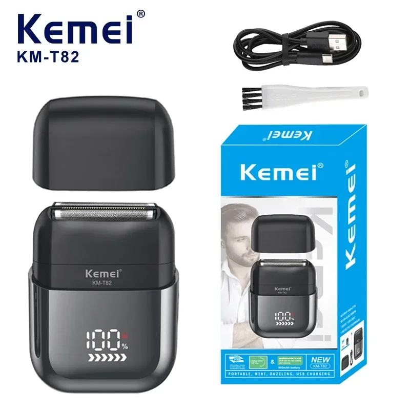 Kemei KM-T82 Mini Portable Electric Shaver, 3D Floating Blade Anti pinch Long endurance Men's Shaver