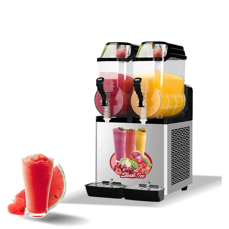 

Snow Melting Machine Commercial Automatic Mixing Stainless Steel Smoothie Maker 2 Cylinder High Quality Compressor Refrigeration