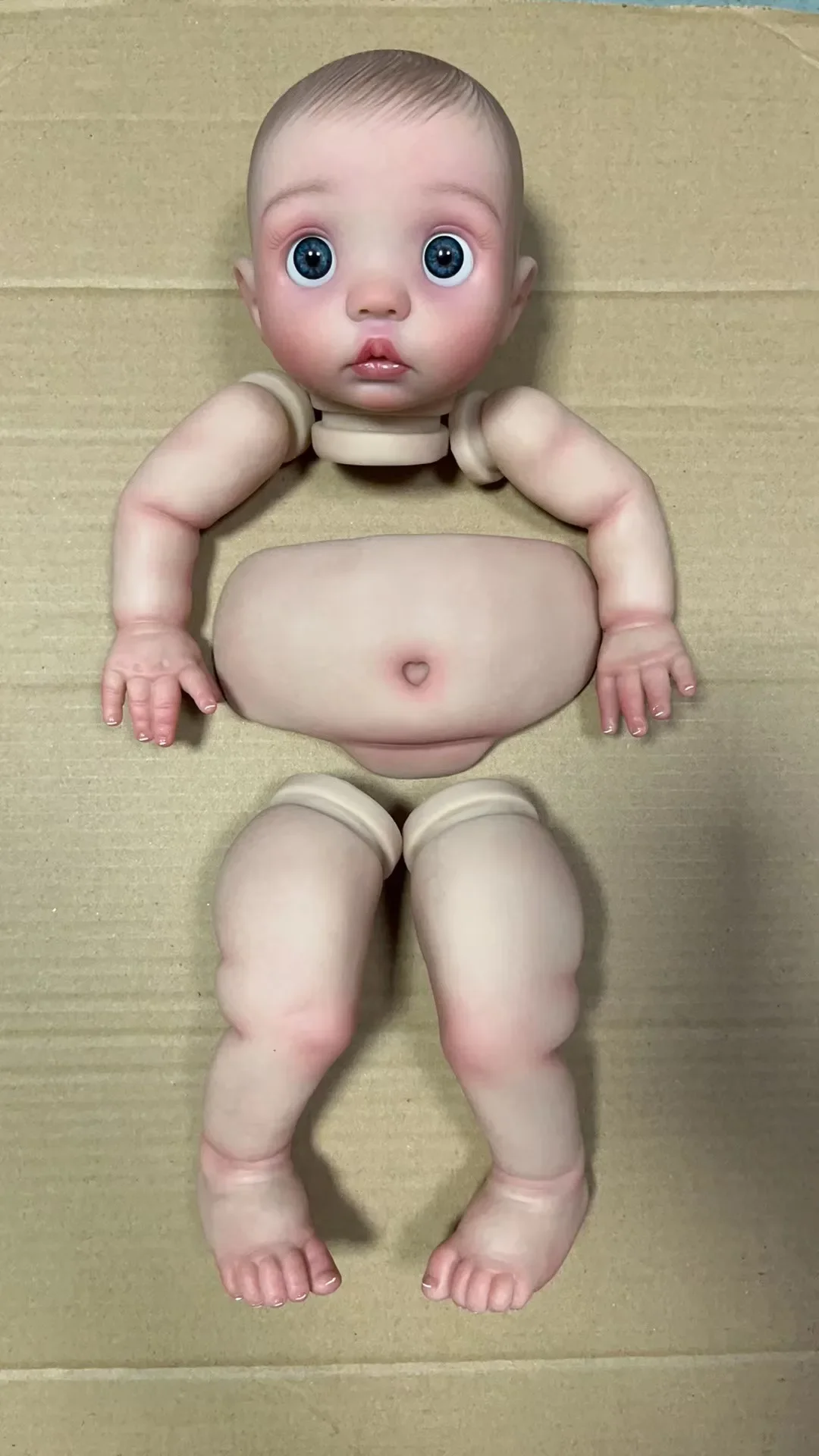 FBBD  16inch Already Painted Doll Kit Peeka come with Cloth Body and Belly Plate Lifelike Reborn Baby DIY Toy