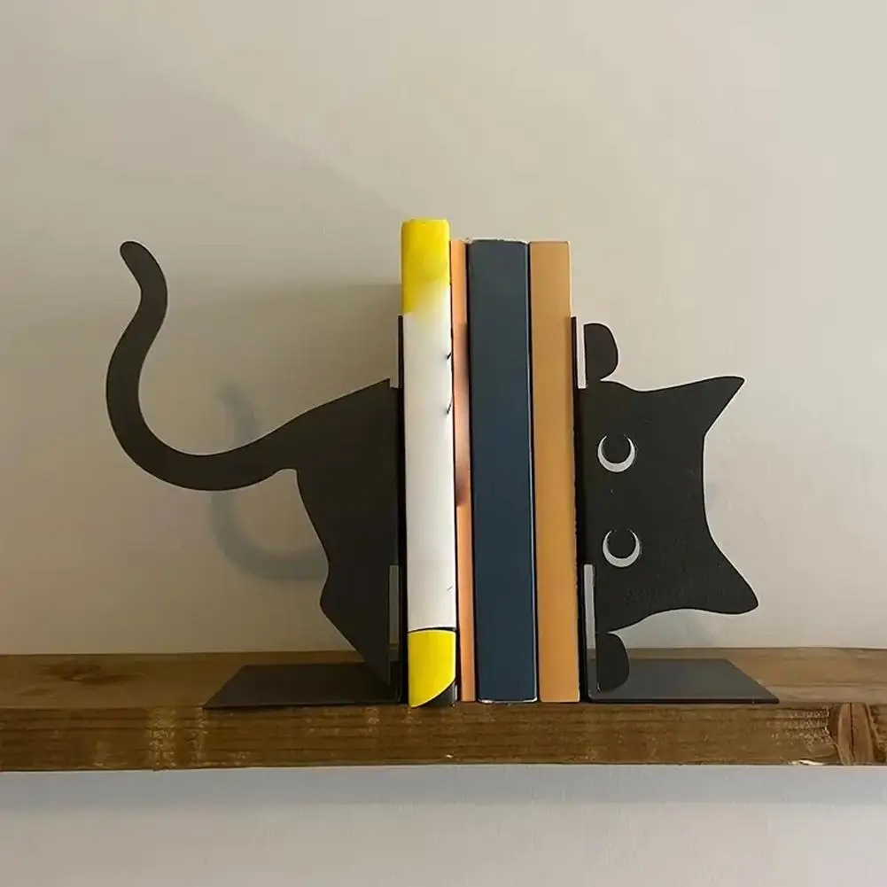 الإبداعية القط Bookend حامل كتب معدني عرض موقف لمكتب رف الكتب مكتب ديكور المنزل التخزين المنظم القرطاسية هدية
