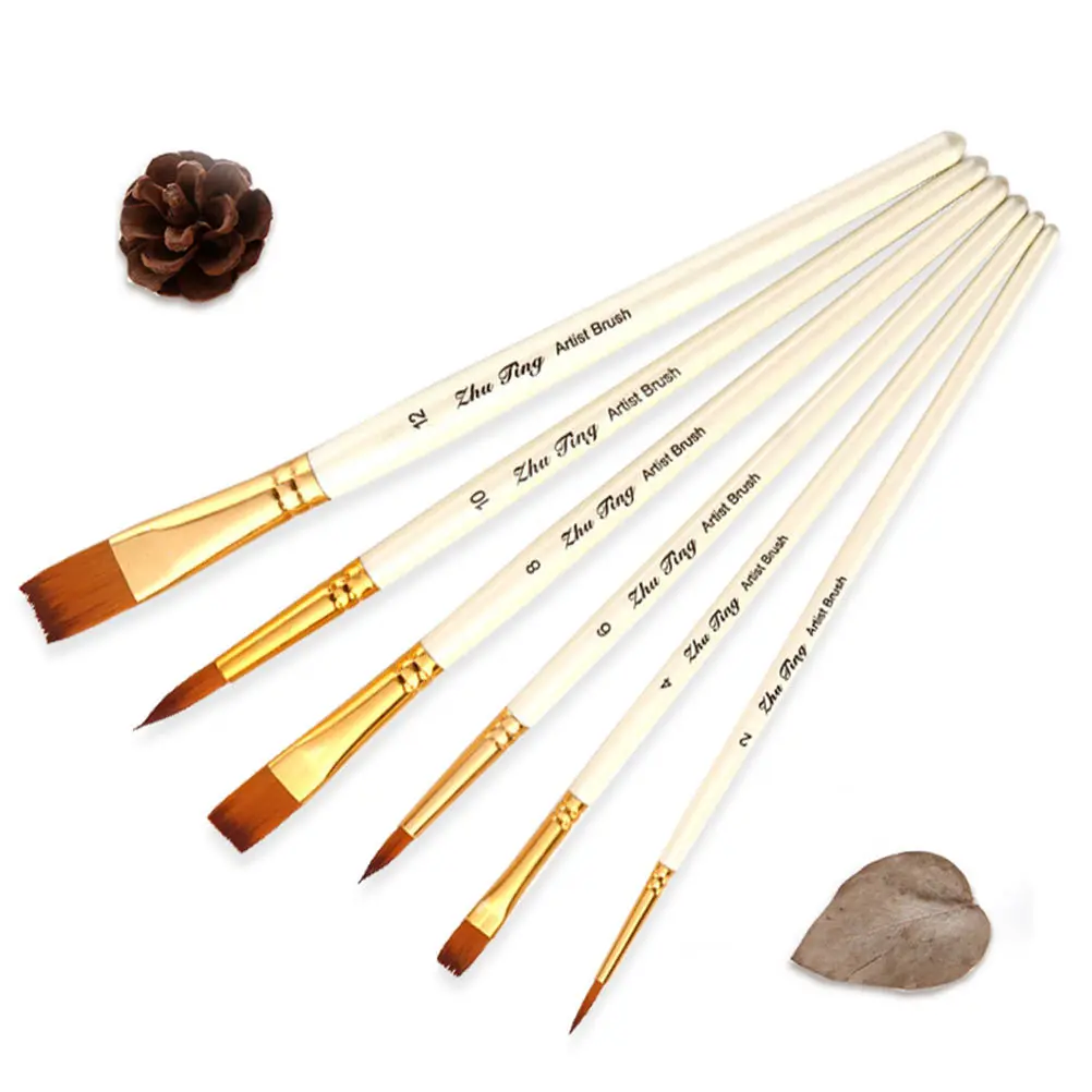 مجموعة فرش طلاء مكونة من 6 قطع، لوازم فنية آمنة ولطيفة وسهلة المقبض لألوان الغواش المائية، فرشاة رسم #3