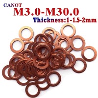 M3 M4 M5 M6 M8 M10 M12 M14 M16 M18 M20 M22 M24 M27 M30 Boat Red Brass Copper Crush Sealing Washer Flat Seal Ring Gasket DIN7603