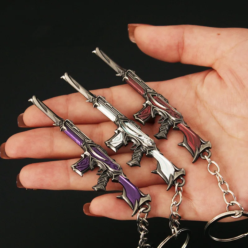 8cm Valorant Melee Reaver Weapon Model Keychain for Men Reaver Phantom Skin Metal Key Ring Fans Car Bag Decoration Jewelry Gift