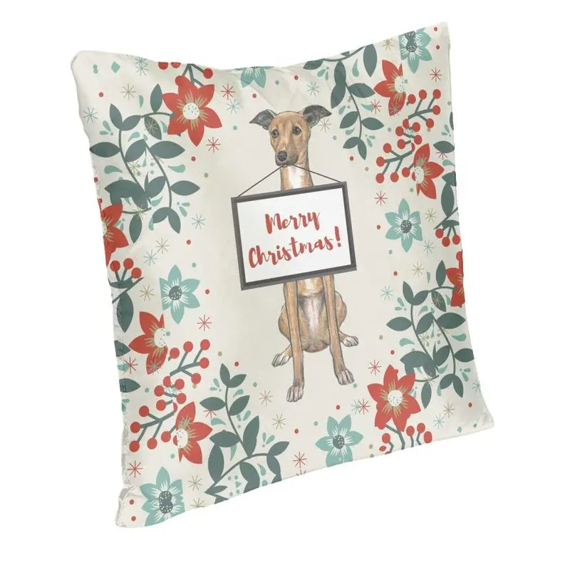 Nordic Christmas Greyhound Dog Throw Pillow Cover Home Decor Custom Whippet Sighthound Cushion Cover 45x45 Pillowcover for Sofa