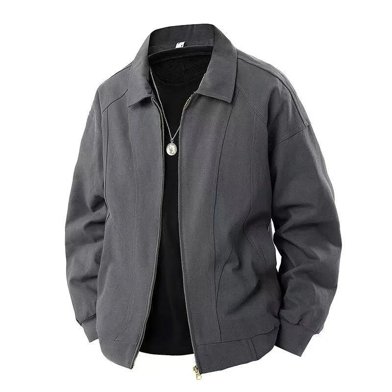 

American Sle Youth Basic Color Heavy Faion Haome ex Casual Jaet Coat Stand Fit Long Sve Zipper Closure