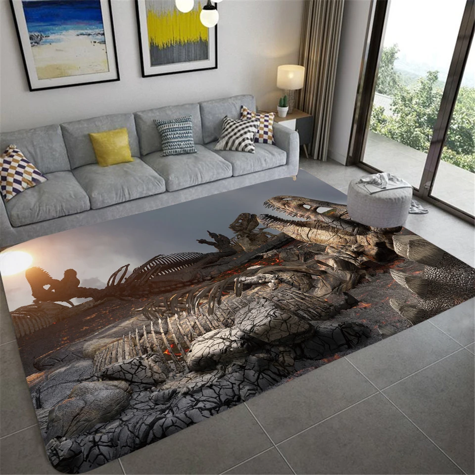 3D Dinosaur Fossil Art Rug Living Room Non-slip Carpet Home Decoration Children\'s Bedroom Floor Mat Hallway Balcony Door Mat