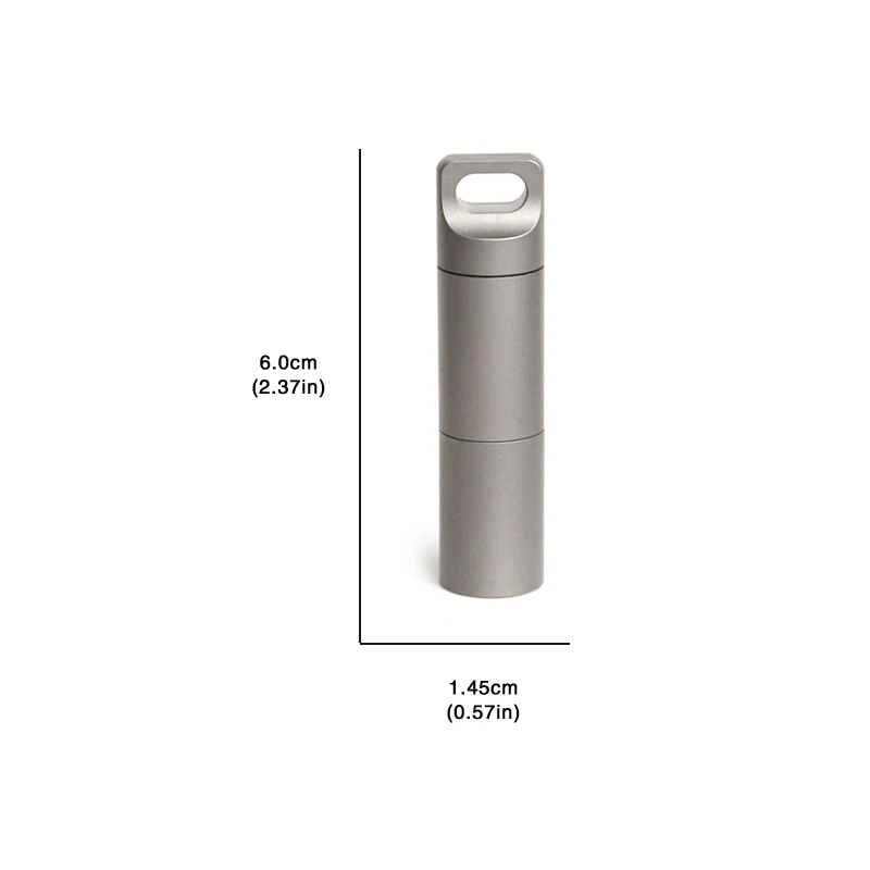 Titan Legierung Mini Versiegelte Pille Lagerung Flasche, Outdoor Camping Erste Hilfe Anhänger Schlüsselbund Tragbare Pille Fall – Detail 5