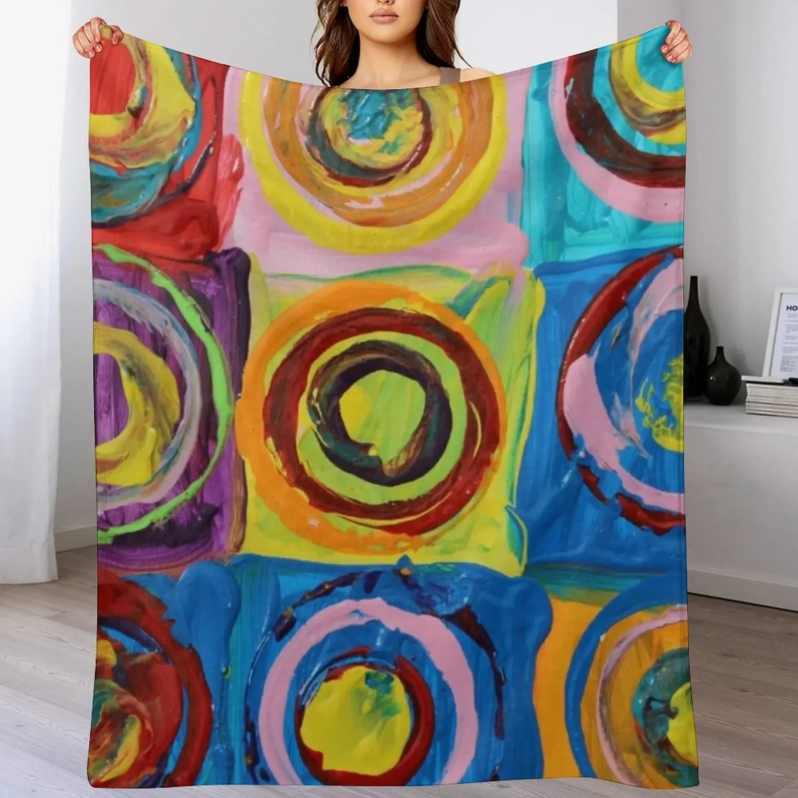 

Wissaly Kandinsky Patting Colorful Classic Art Throw Blanket Plaid sofa bed Soft Plaid Tourist Blankets