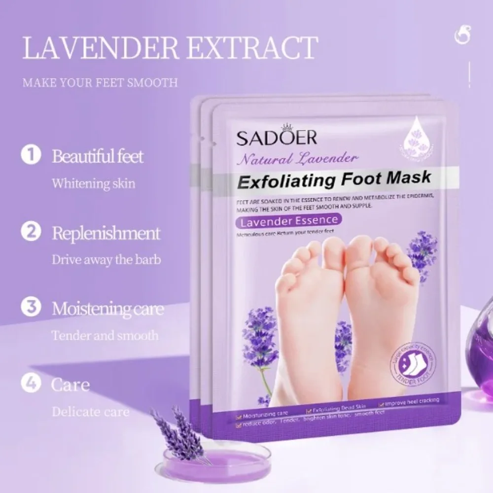 Milk Lavender Foot Mask Moisturizing Foot Peeling Mask Exfoliating for Feet Pedicure Exfoliant Feet Skin Care Remover Dead Skin