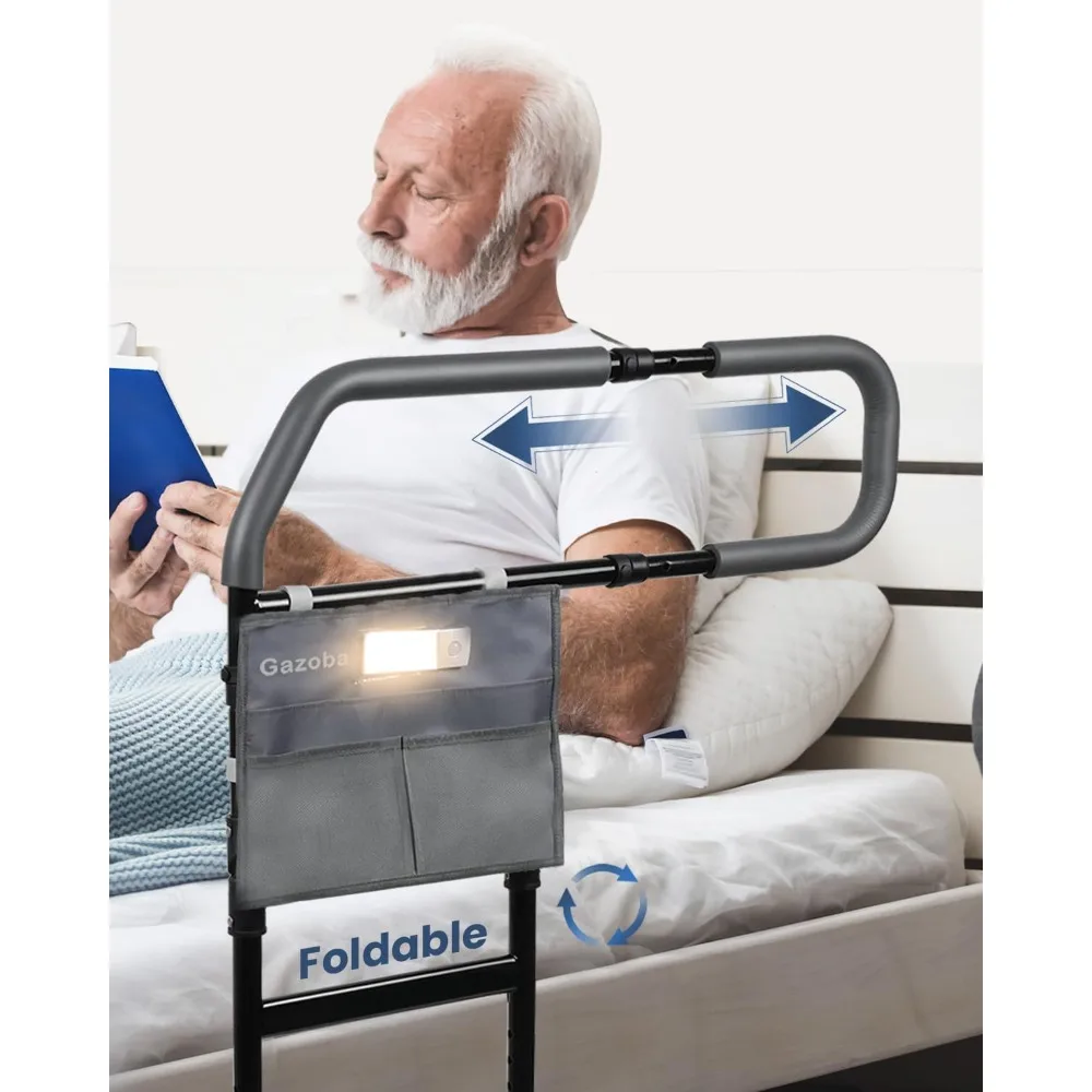 Bed Rails for Elderly Adults Safety - with Motion Light, FSA/HSA Eligible Foldable Bed Rail for Seniors Bed Assist Rails