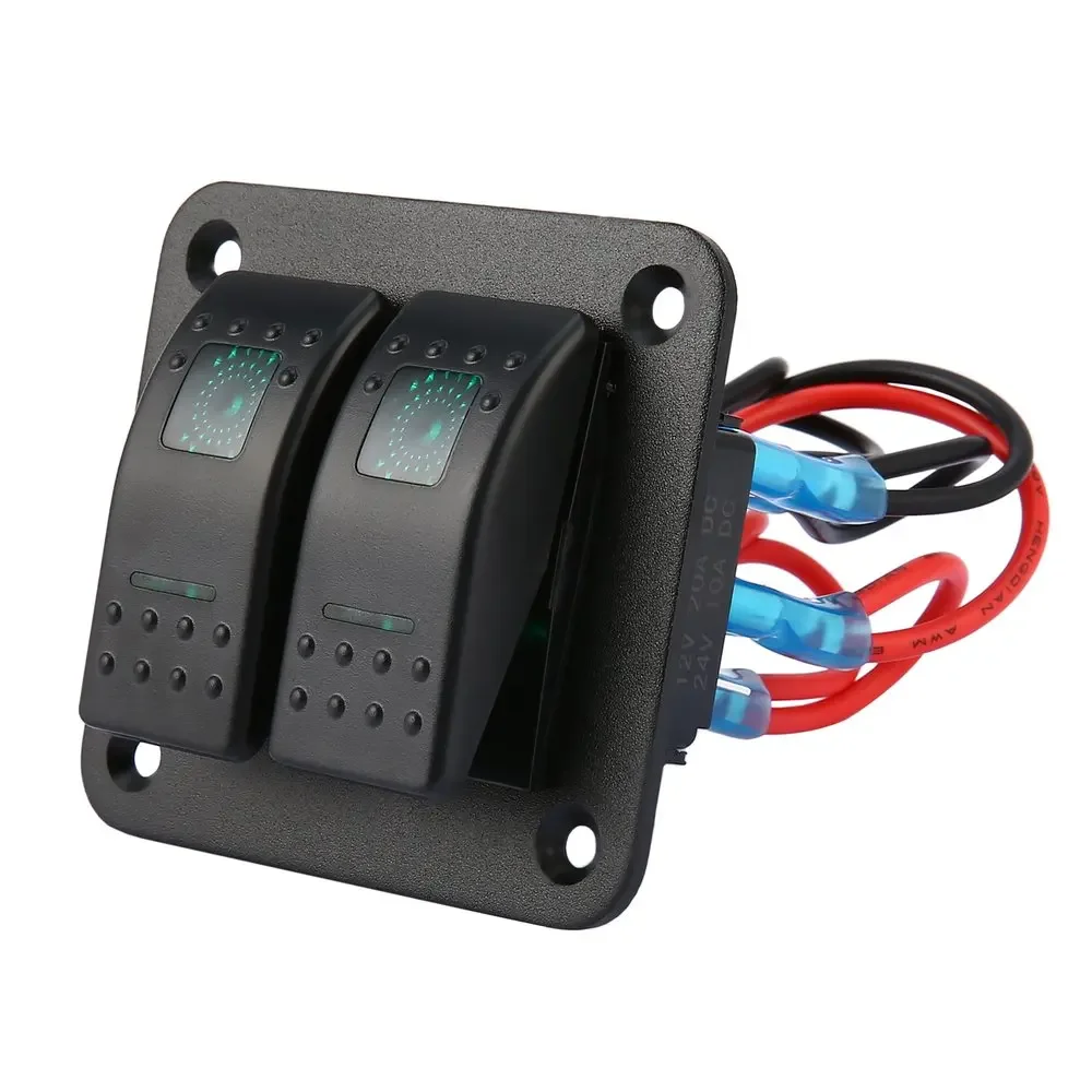 ELING Waterproof 2 Gang Switch Panel light ON/OFF Fuse Circuit Breaker Overload Protector RV Yacht Marine Boat Car Pre-wired