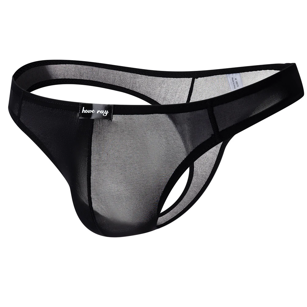 

Men's Sexy Lingerie Ice Silk Sheer Pouch G-String Thong Briefs Underwear Underpants Low-Waist Jock Strap Transparent Jockstrap