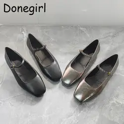 Donegirl 2024 New Women Spring Summer Fashion Square Head Mary Jane Shoes Solid Simple Elegant Versatile Shoes Female Chic