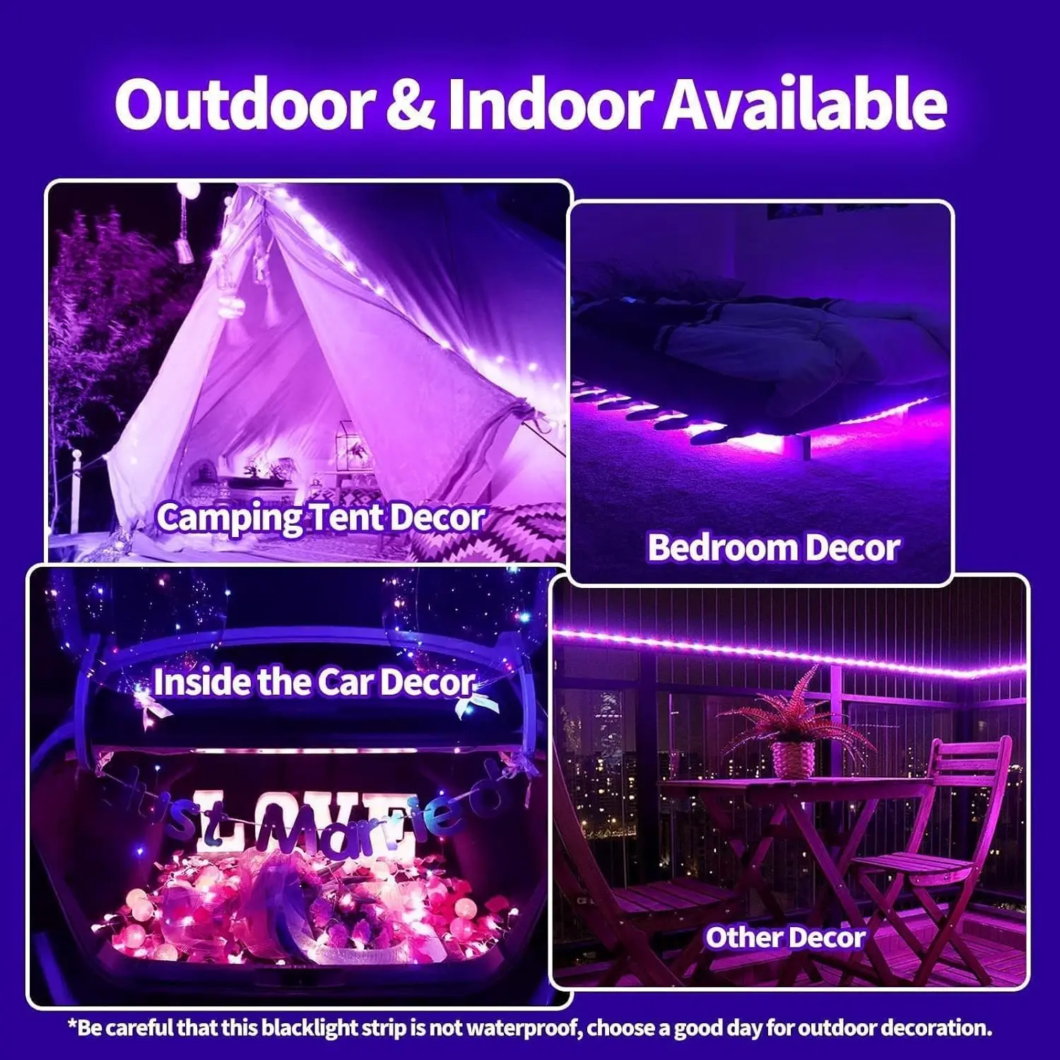 1/2/3/4/5/6pack 8.2FT(2.5M) USB  DIY LED Black Light Strip with Battery Box,  for Halloween Birthday Party Fluoresc