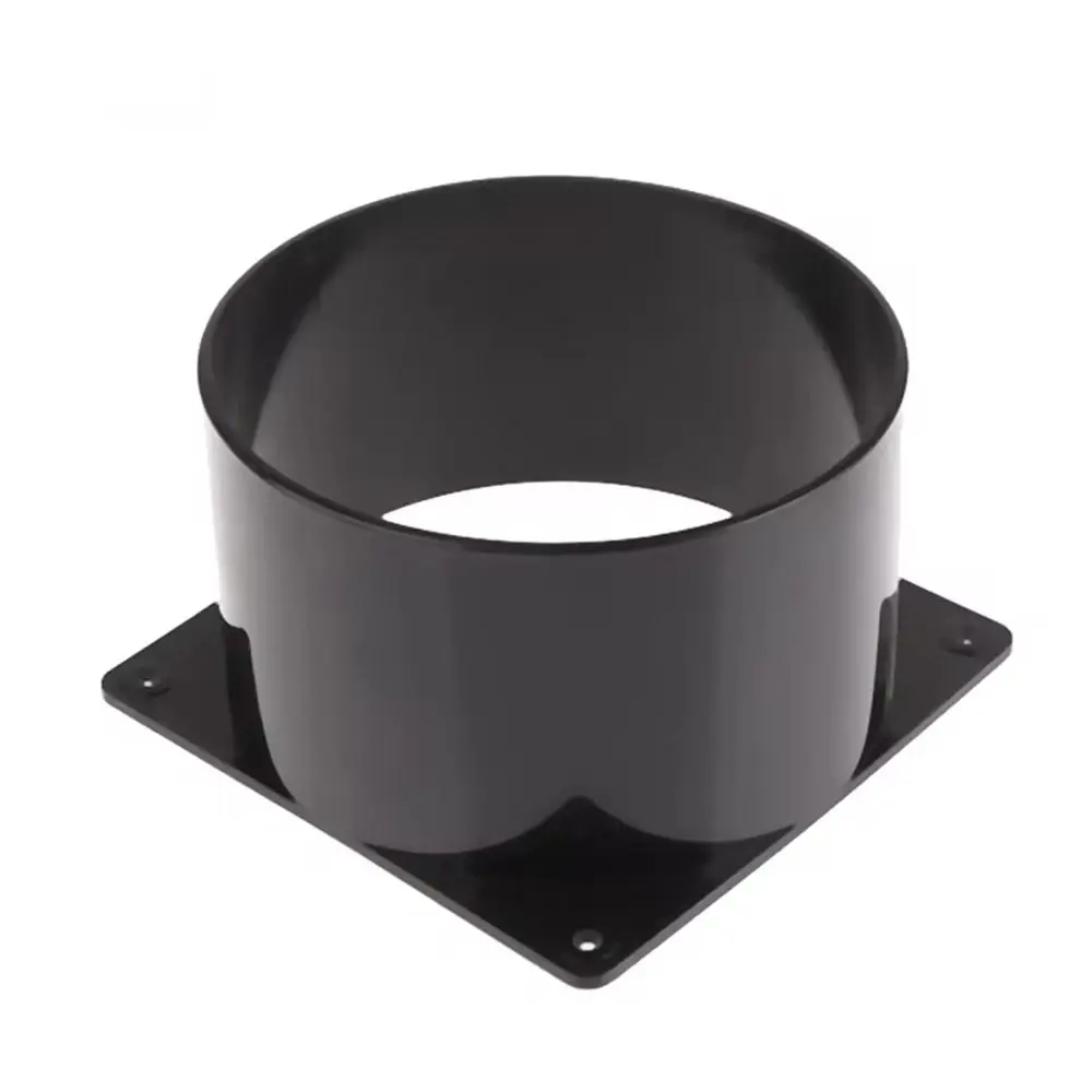 75/100/120/150mm Black Flange Connector ABS Square Bottom Straight Flange Air Inlet And Outlet Air Ducting Connection Flange