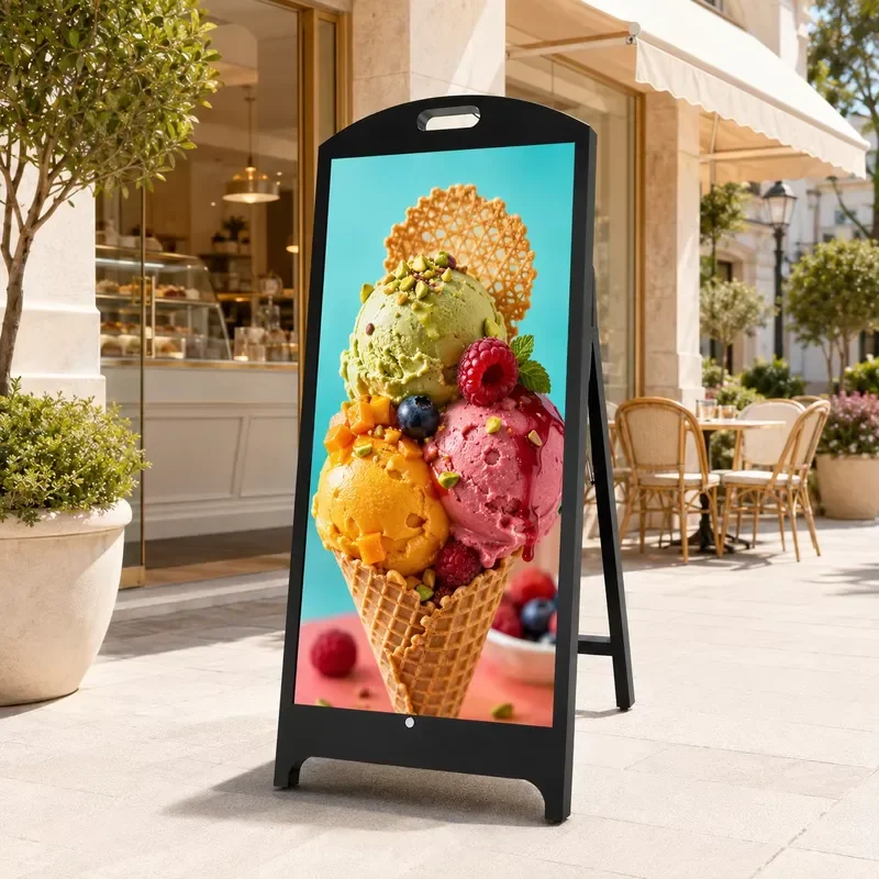 All-Weather P2.5 Outdoor LED Display Board IP65 Waterproof Standalone Floor Stand Digital Signage Commercial Poster Screen